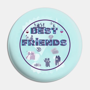 Best Friends Valentine Shades of Blue Pin