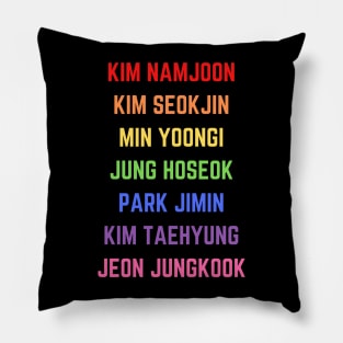 BTS (Bangtan Sonyeondan) Names - Rainbow Colors Pillow