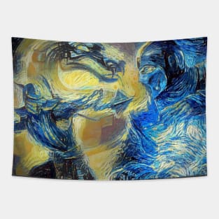 Mortal Kombat Scorpion vs Sub Zero Starry Night Tapestry