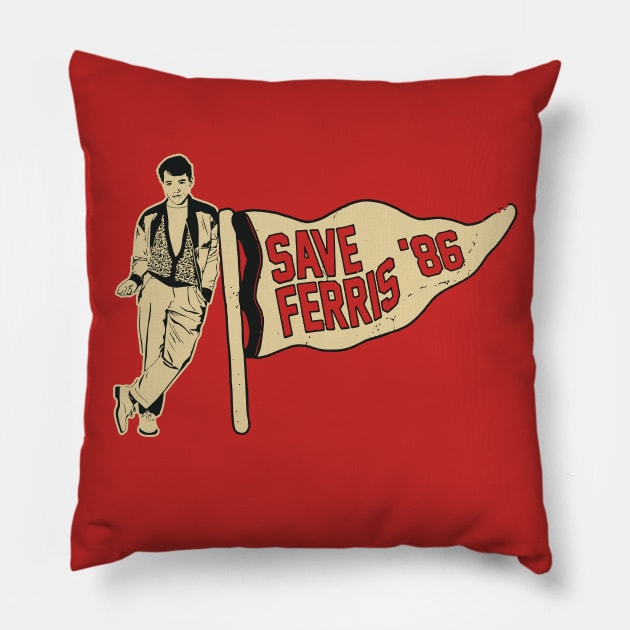 Save Ferris Bueller 1986 Pillow by Alema Art