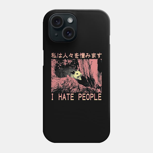 I hate people Opossum Japanese Phone Case by giovanniiiii