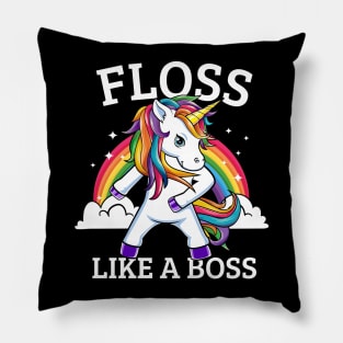 Floss Like A Boss Rainbow Unicorn Dance Pillow