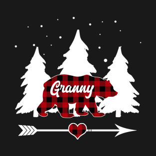 Granny Bear Buffalo Plaid Christmas Matching Family Pajama T-Shirt