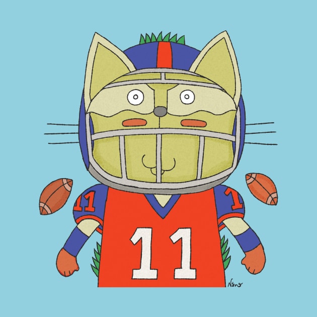 Cat Goof Football Player Number Eleven Geared Up by Ananamorph Art @PeculiarPeaks Nana Totem Wolfe