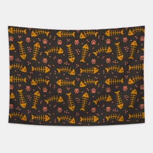 Fish Bone Dark Pastel Pattern Tapestry