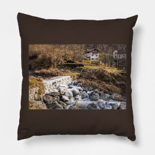 Frozen River in Timau, North East Italy Pillow