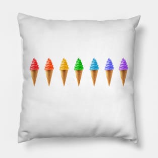 Rainbow Soft Serve Ice Cream Cones Pillow