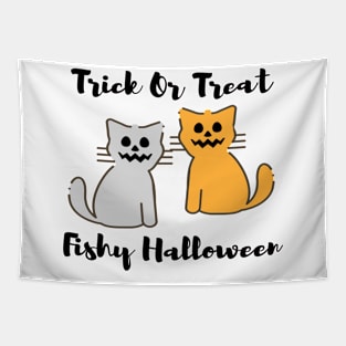 Trick or Treat Fishy Halloween Cats Tapestry