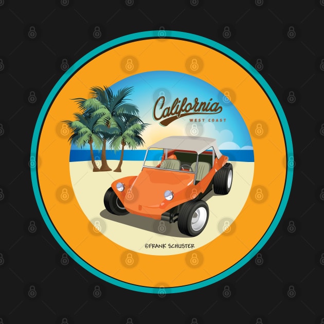 Dune Buggy Manx on Beach with Palms California by PauHanaDesign