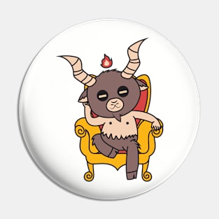 Cute Little Satan Goat on Throne Pin