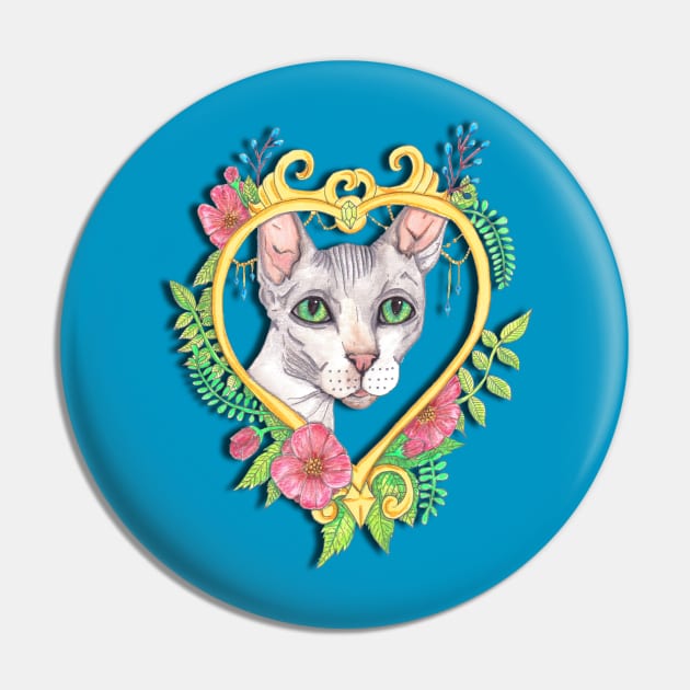 Hairless Sphinx Cat Pin by JenStedman73