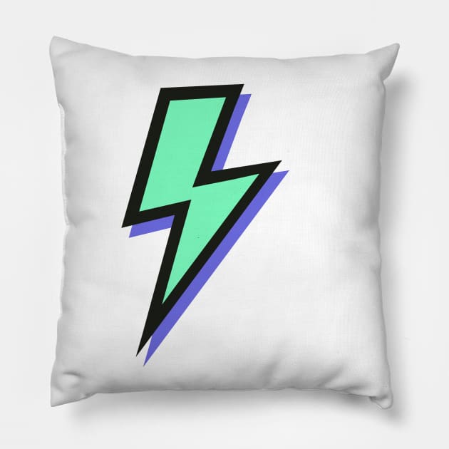 Mint Green and Purple Lightning Bolts Pillow by OneThreeSix