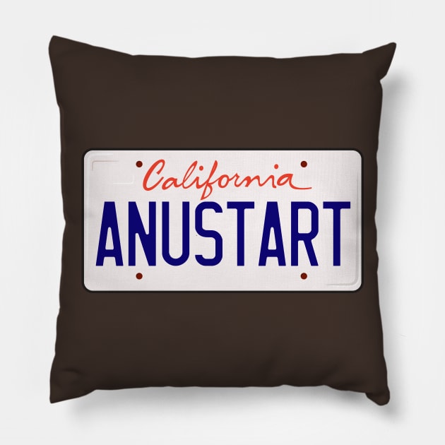 Tobias Funke Anustart A New Start License Plate Pillow by Meta Cortex