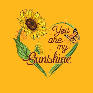 You Are My Sunshine Butterfly and Sunflower Design T-Shirt