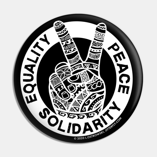 Equality Peace Solidarity Boho Peace Sign Pin by Jitterfly