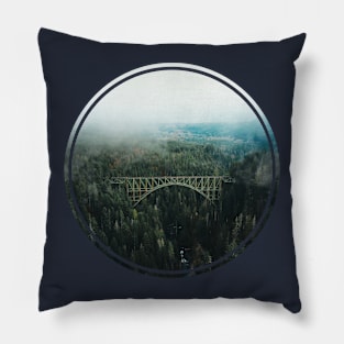 Bridge In The Middle Of The Forest Pillow