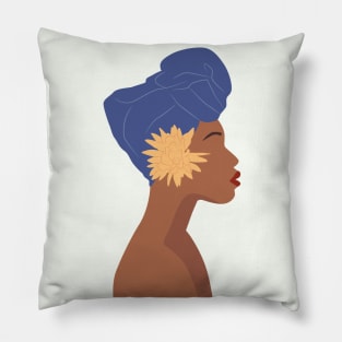 Black woman head wrap Pillow