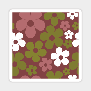 Hippie Floral Light Purple Green Pastel Flower Seamless Pattern Magnet