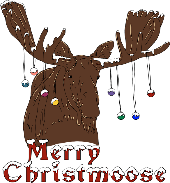 Merry Christmas Moose Kids T-Shirt by H. R. Sinclair