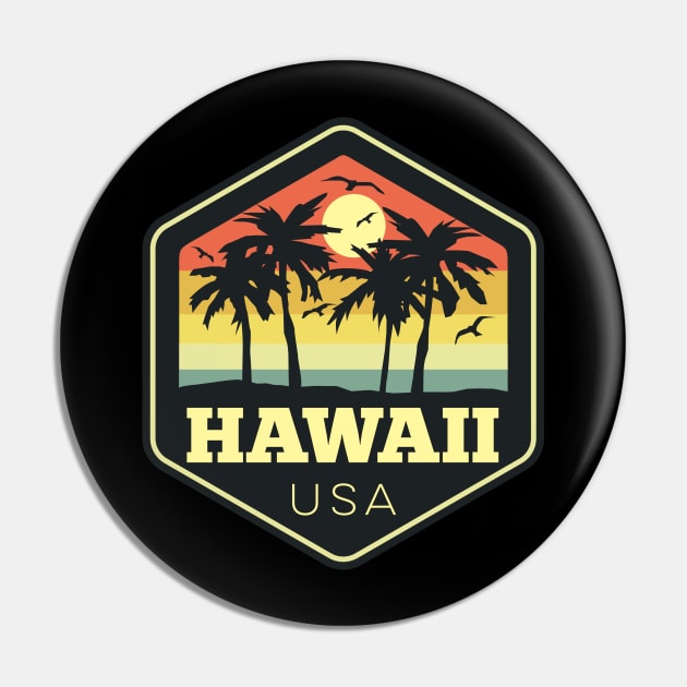 Hawaii USA Hexagon Adventure Badge Pin by DetourShirts