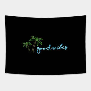 Good Vibes A Modern Typography Minimal Art Of Palm Trees Tapestry