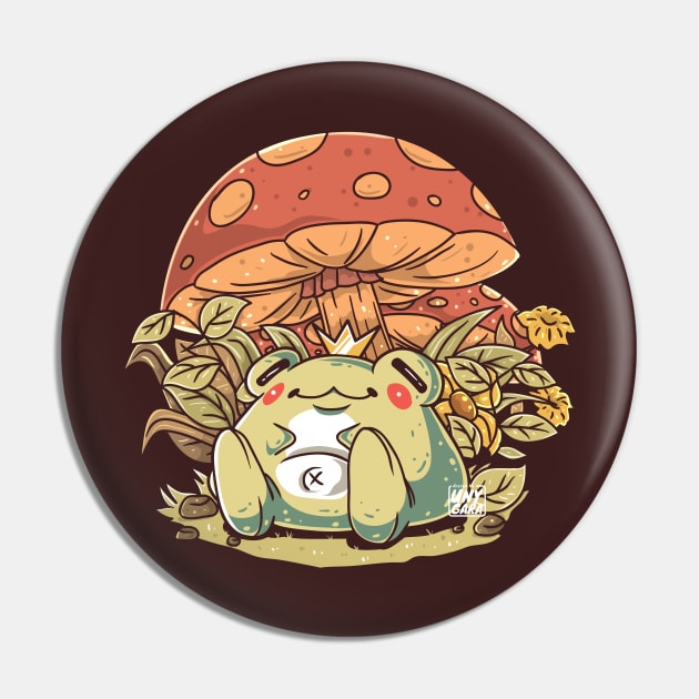 Sitting King Frog Collection: Frog and Mushroom Pin by unygara