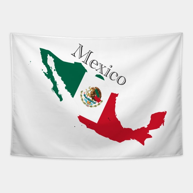 Mexican Map and Fkag Tapestry by TNMGRAPHICS