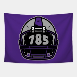 Retro Football Helmet 785 Area Code Manhattan Kansas Football Tapestry