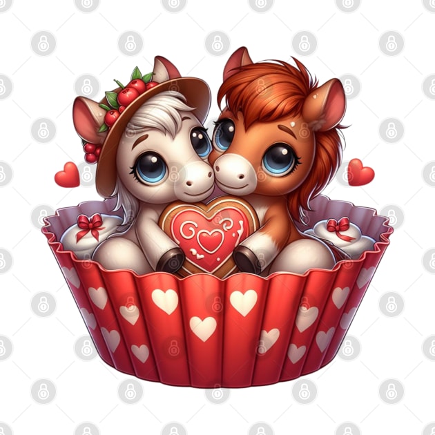 Valentine Horse Couple In A Cupcake by Chromatic Fusion Studio