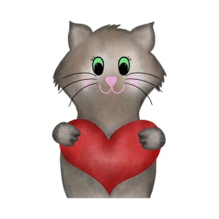 Cat with heart T-Shirt