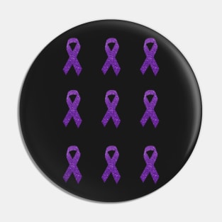 Purple Faux Glitter Awareness Ribbon Pack Pin