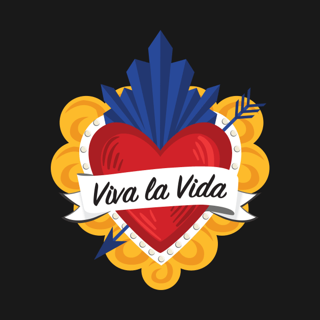 Mexican Sacred Heart / "Viva la Vida" Frida Kahlo's Quote in Spanish by Akbaly by Akbaly