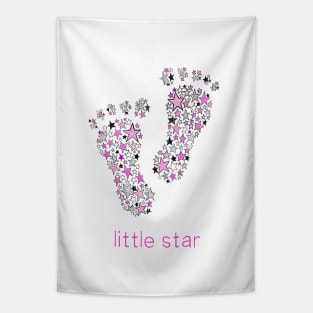 Little Star Cute Baby Feet - Pink Print Tapestry