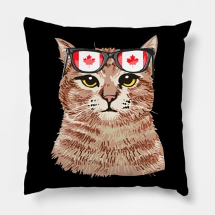 Funny Cat Sunglasses Canadian Flag, Canada Flag Pillow