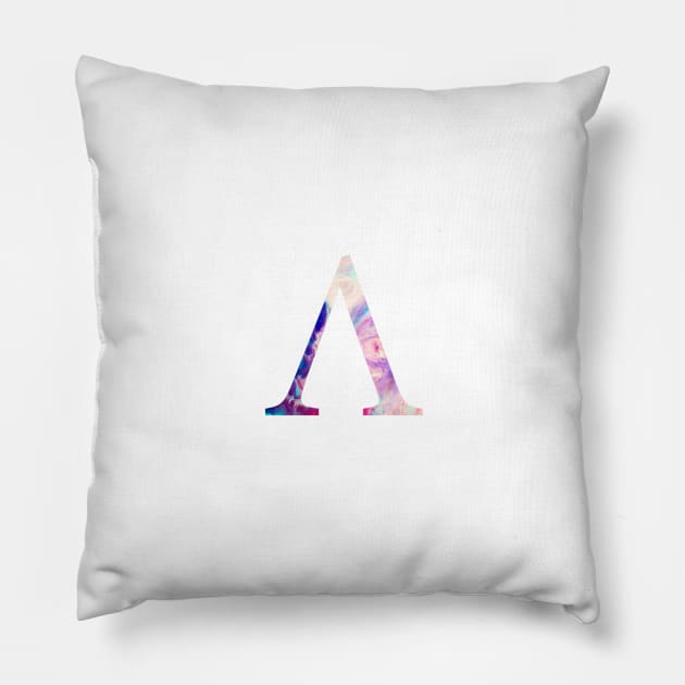 Rainbow Marble Lambda Pillow by AdventureFinder