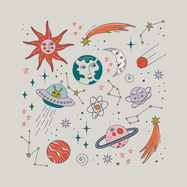 Cute doodle retro Space print by DanielK