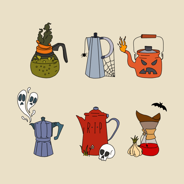 Halloween Coffee Pots by jiniandtonic