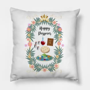 Happy Passover Festival Traditional Symbols Pesach Seder Decoration Pillow