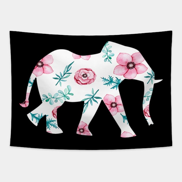 Elephant Flowers Gift T Shirt Wildlife Afrika Nature Tapestry by gdimido