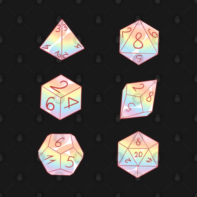 Pastel rainbow dice set by Itsacuteart
