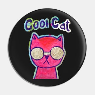 Cool Cat painting mixed media Pin