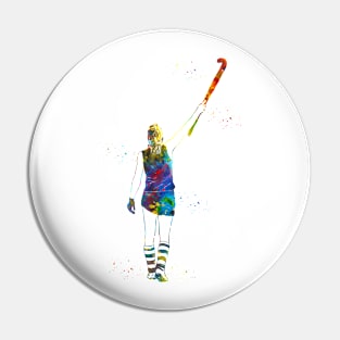 Field Hockey Player Girl Pin