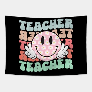 Hippie Face Teacher Back To School Teachers Day Tapestry