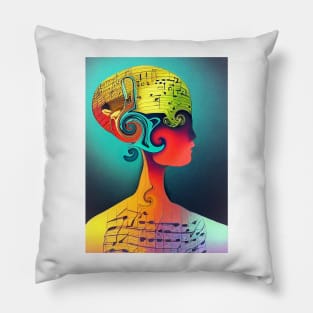 Music Notes On My Mind Surrealism Rectangle Design Pillow