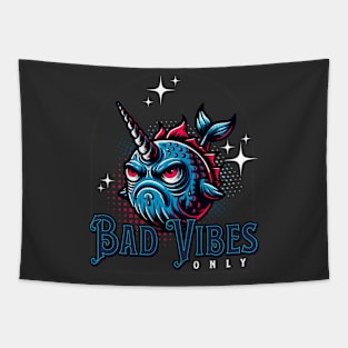 Bad Vibes Only Narwhal Tapestry