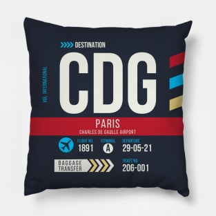 Paris (CDG) Airport Code Baggage Tag E Pillow