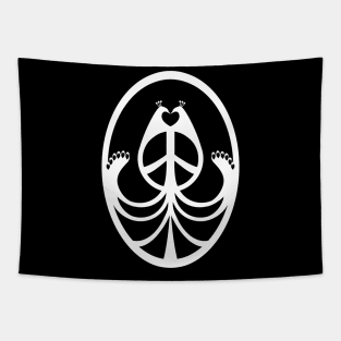 Peace, Love and Peacocks (White) Tapestry