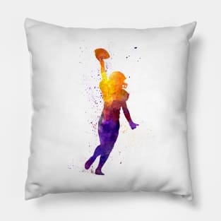 American football female player in watercolor Pillow