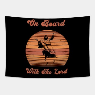 On Board With The Lord Funny Roller Skater Tapestry