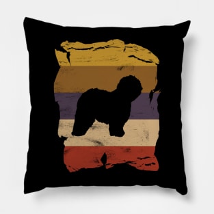 Old English Sheepdog Distressed Vintage Retro Silhouette Pillow